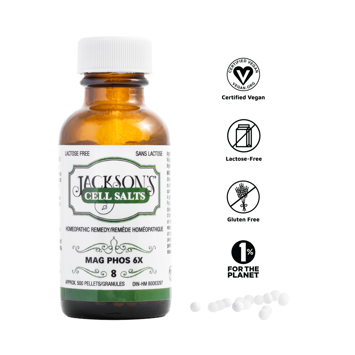 #8 Mag Phos 6X - Certified Vegan, Lactose-Free Schuessler Cell Salt (Magnesium phosphate)