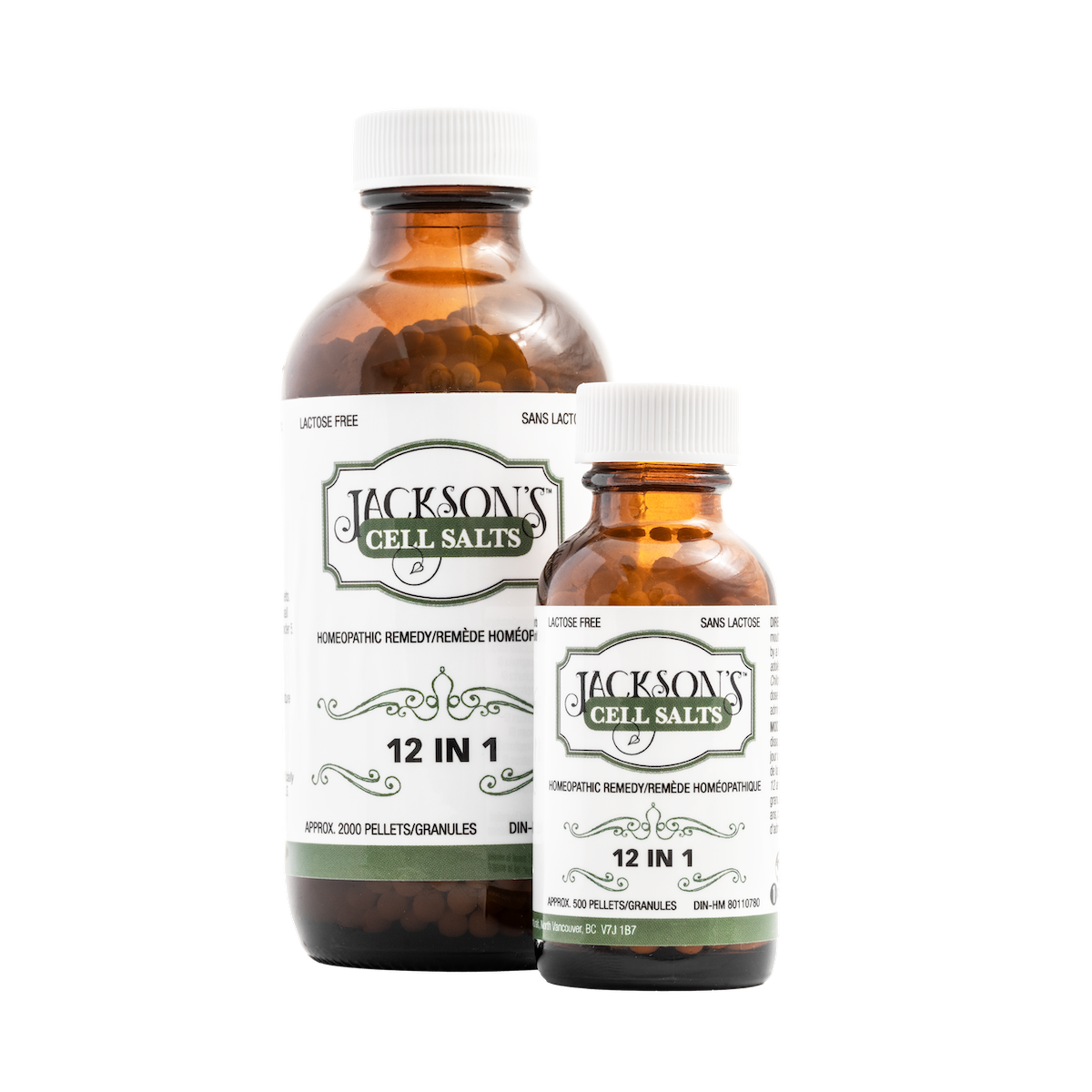 Jackson's 12 in 1 LARGE bottle (2000 pellets) - Certified Vegan, Lactose-Free All 12 Cell Salt Combination (CA)