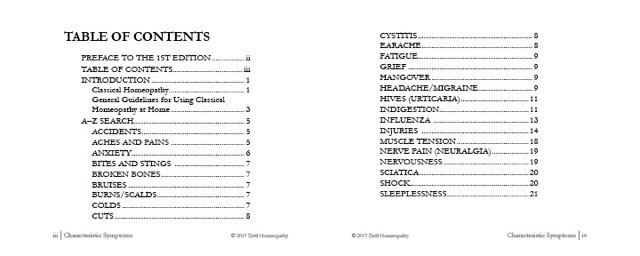 Table of contents for Characteristic Symptoms book