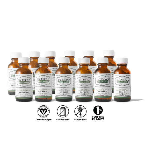 12 Cell Salt Kit - Certified Vegan, Lactose-Free Schuessler Salts in 6X potency