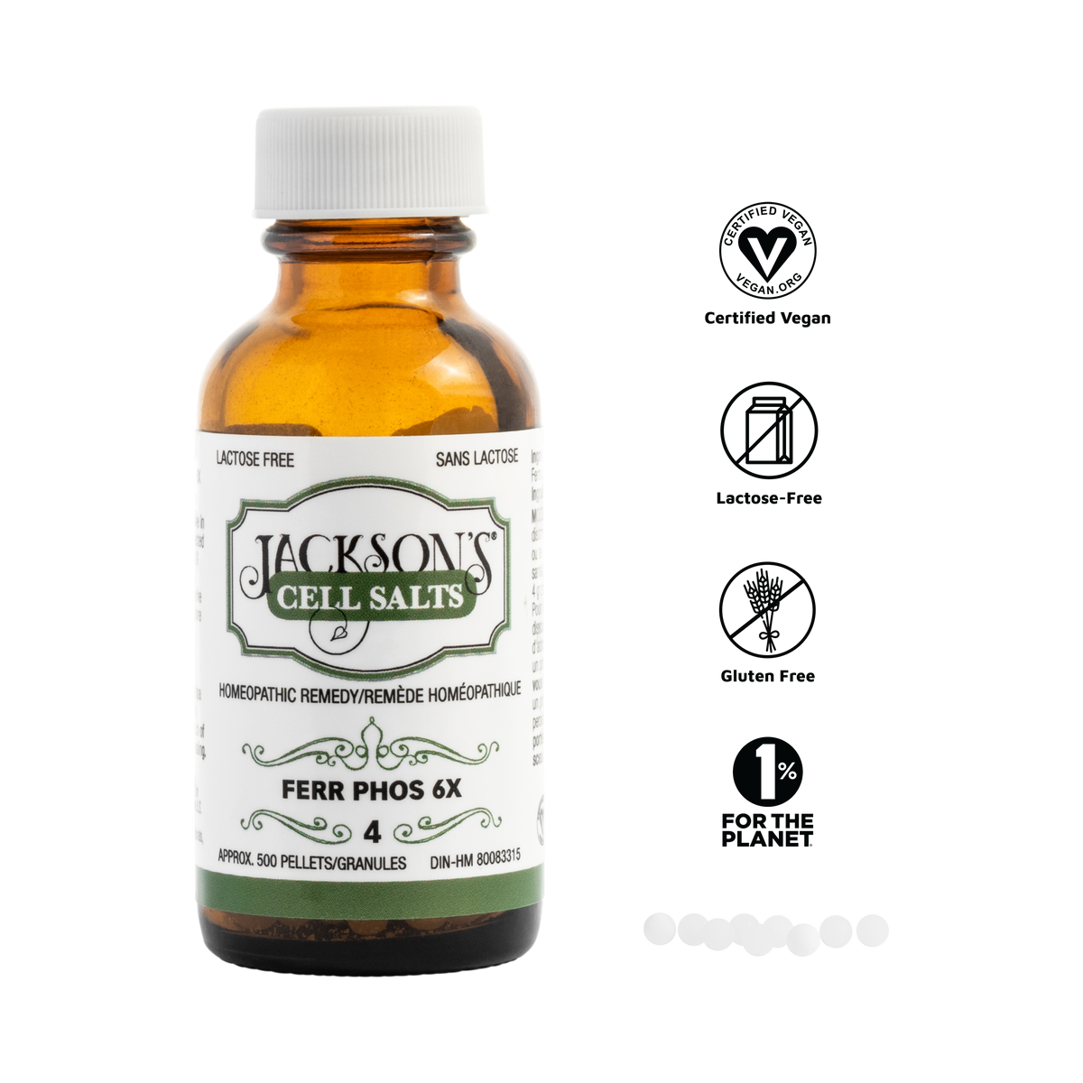 #4 Ferr Phos 6X - Certified Vegan, Lactose-Free Schuessler Cell Salt (Ferrum phosphate)