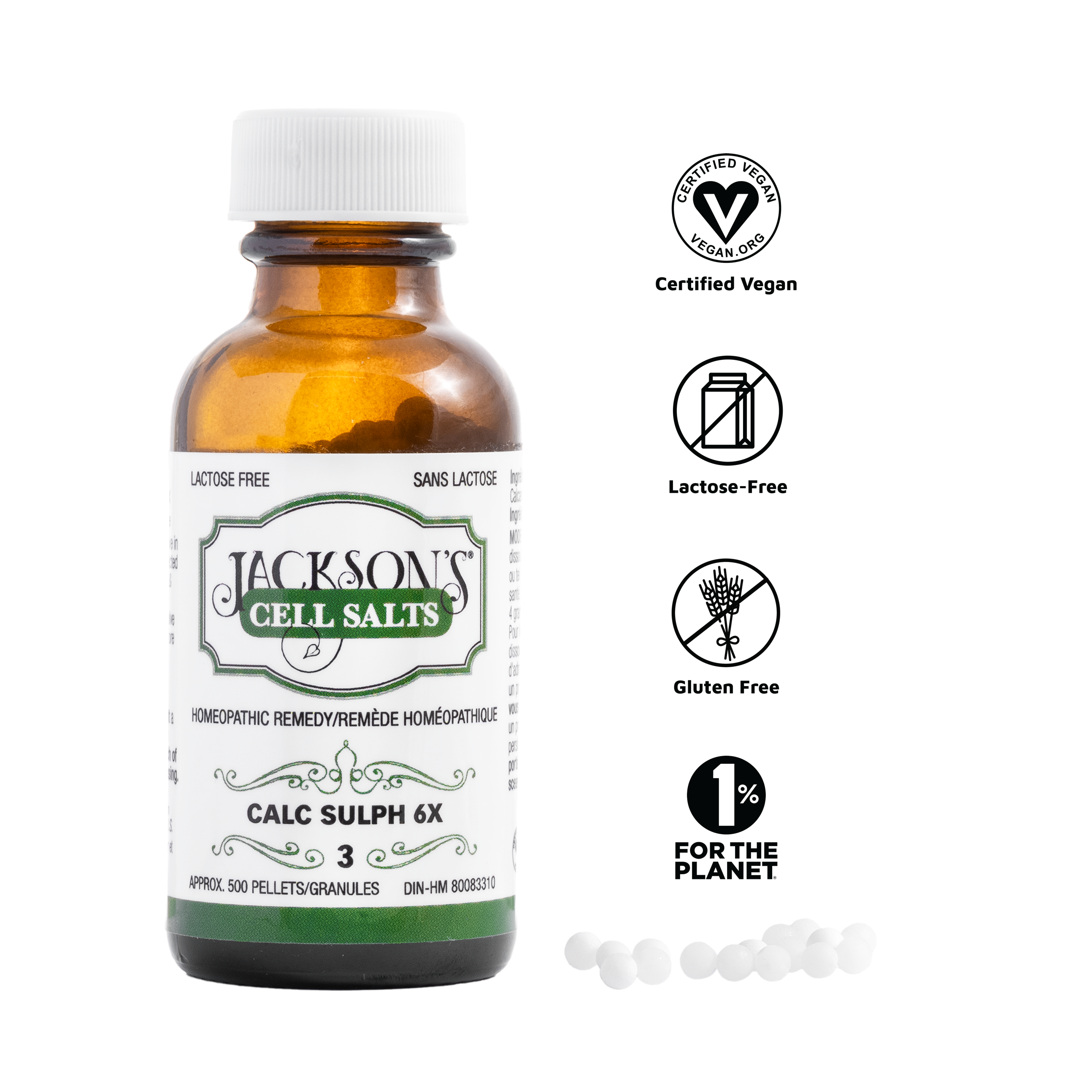 *Sale unboxed bottles* #3 Calc sulph 6X - Certified Vegan, Lactose-Free Schuessler Cell Salt (Calcium sulfate)