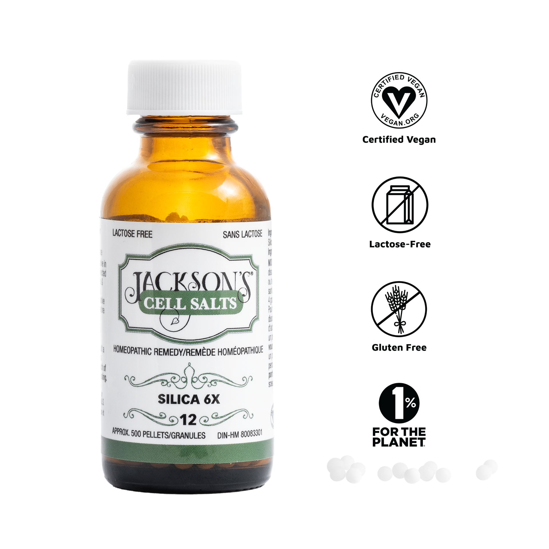 12 Silica 6X - Certified Vegan, Lactose-Free Schuessler Cell Salt (Si